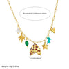 Fashion Retro Turquoise Pearl Coconut Tree Leopard Print Fishtail Star Pendant Necklace For Women With Electroplated Stainless Steel Pendant And Flat Cross Chain