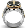 Fashion Retro Two Tone Cross Ring Metal Electroplated Black Oil Finish Geometric Statement Ring For Unisex Adults