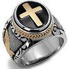 Fashion Retro Two Tone Cross Ring Metal Electroplated Black Oil Finish Geometric Statement Ring For Unisex Adults