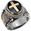 Fashion Retro Two Tone Cross Ring Metal Electroplated Black Oil Finish Geometric Statement Ring For Unisex Adults
