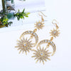 Fashion Retro Women's Handmade Earrings With Artificial Crystal And Geometric Pattern Star And Sun Shapes