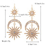 Fashion Retro Women's Handmade Earrings With Artificial Crystal And Geometric Pattern Star And Sun Shapes