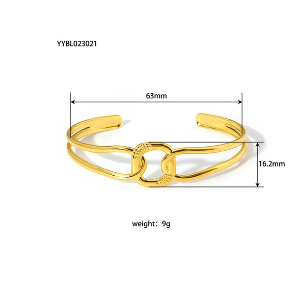 Fashion Retro Women's Open Palace Style Stainless Steel Bracelet Gold Plated With Vacuum Real Gold Electroplating In Pvd Furnace