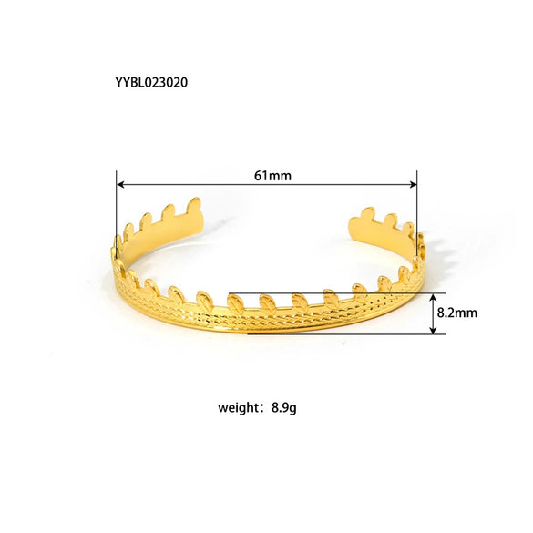Fashion Retro Women's Open Palace Style Stainless Steel Bracelet Gold Plated With Vacuum Real Gold Electroplating In Pvd Furnace