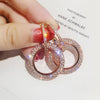 Silver Needle Rhinestone Circle Long Earrings Elegant Korean Personalized Eardrops European And American High-profile Earrings Women Wholesale