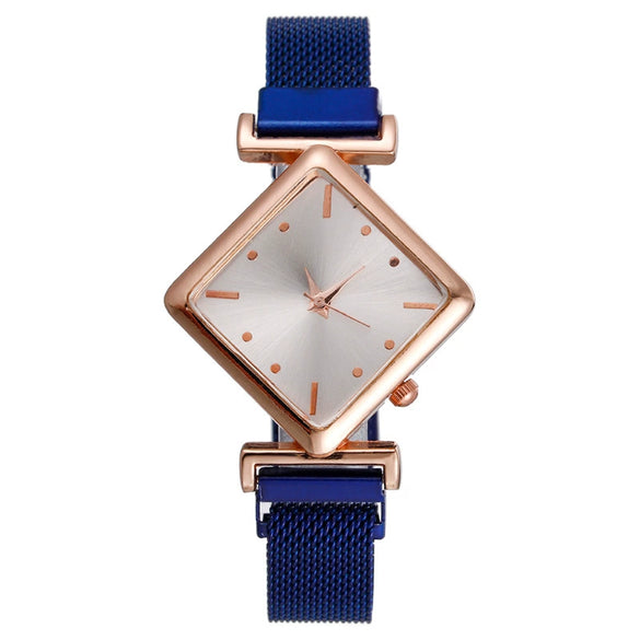 Fashion Rhombus Women's Metal Watch With Quartz Movement And Suction Iron Buckle