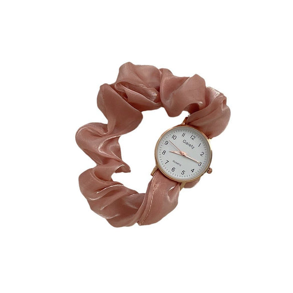 Fashion Ribbon Digital Watch For Female Alloy Case Round Dial