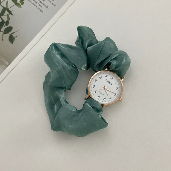 Fashion Ribbon Digital Watch For Female Alloy Case Round Dial