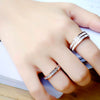 Fashion Ring Diamond Zircon Titanium Steel U Shape Electroplated For Women