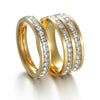 Fashion Ring Diamond Zircon Titanium Steel U Shape Electroplated For Women