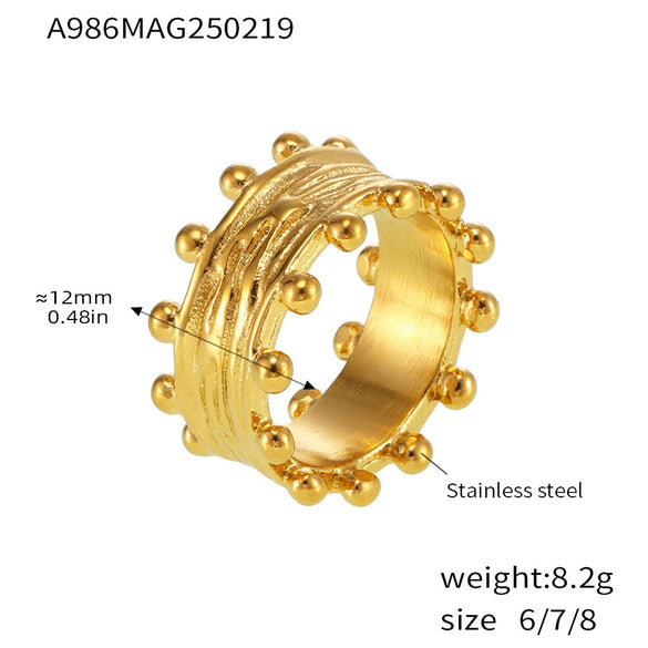 Fashion Ring Ring Suit Ball Opening Bracelet Stainless Steel Pvd Electroplated 18K Gold Jewelry For Women