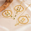Fashion Roman Suit Titanium Steel Necklace Bracelet Ear Buckle With Love Water Drops Bell Patterns