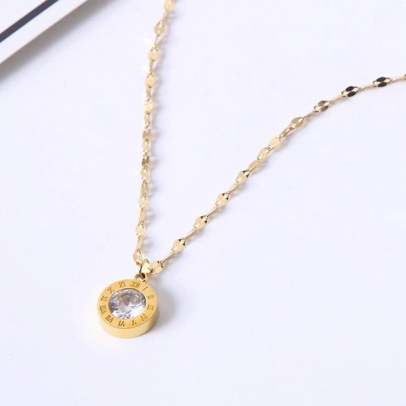 Fashion Roman Suit Titanium Steel Necklace Bracelet Ear Buckle With Love Water Drops Bell Patterns