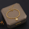 Fashion Roman Suit Titanium Steel Necklace Bracelet Ear Buckle With Love Water Drops Bell Patterns