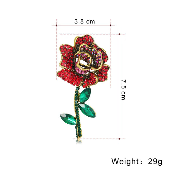 Fashion Rose Alloy Inlay Rhinestones Women'S Brooches