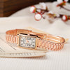 Fashion Rose Gold Watch Set With Square Quartz Watch And Butterfly Bracelet Alloy Case Stainless Steel Strap Roman Numerals Scale For Female
