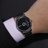 Fashion Rotating Dial Quartz Couple's Watch With Stainless Steel Band And Alloy Case Round Dial