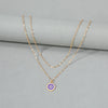 Fashion Round Alloy Rhinestones Layered Necklaces 1 Set