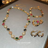 Fashion Round Copper Inlay Rhinestones Women'S Bracelets Earrings Necklace