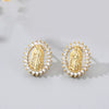 Fashion Round Copper Inlay Zircon Ear Studs 1 Pair