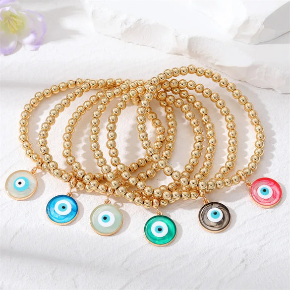 Fashion Round Eye Beaded Epoxy Unisex Bracelets 1 Piece