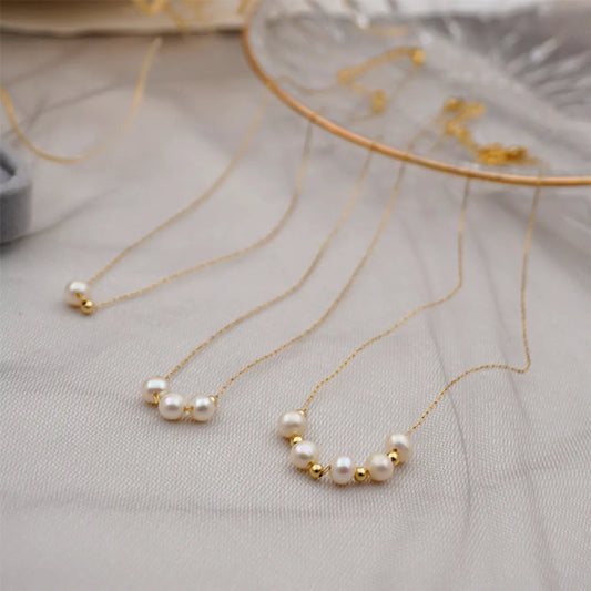 Fashion Round Pearl Stainless Steel Necklace 1 Piece
