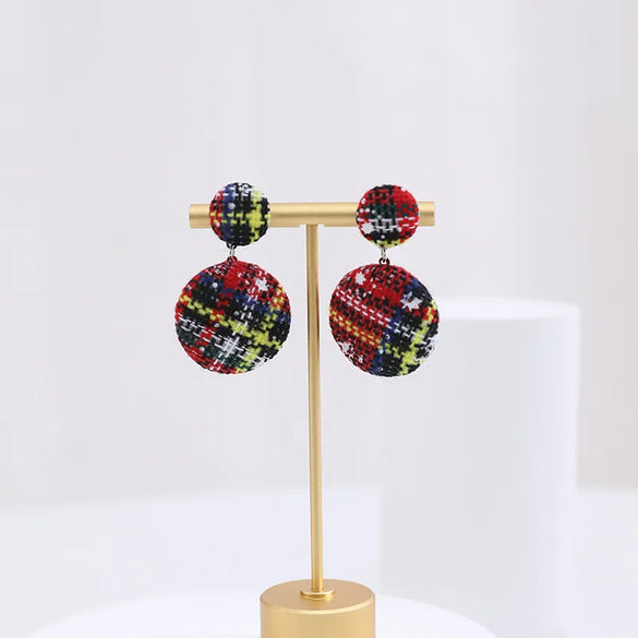 Fashion Round Snowflake Cloth Women'S Earrings 1 Pair