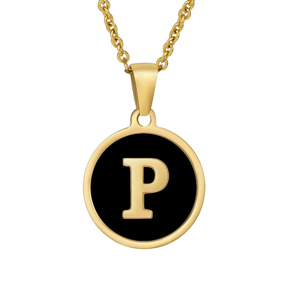 Fashion Round Stainless Steel And 316L Stainless Steel Letter Pendant Necklace For Female