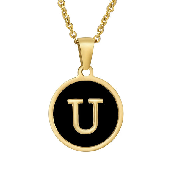 Fashion Round Stainless Steel And 316L Stainless Steel Letter Pendant Necklace For Female