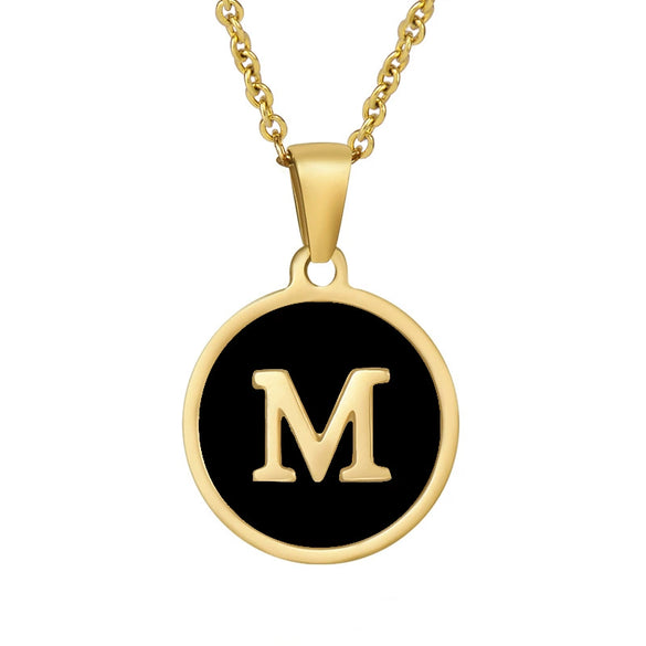 Fashion Round Stainless Steel And 316L Stainless Steel Letter Pendant Necklace For Female