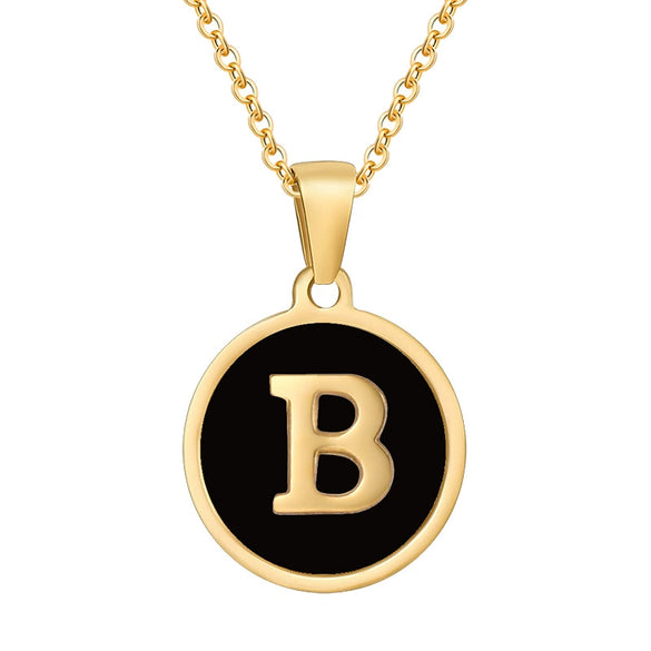 Fashion Round Stainless Steel And 316L Stainless Steel Letter Pendant Necklace For Female