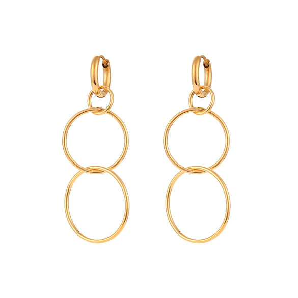1 Pair Fashion Round Plating Stainless Steel Gold Plated Drop Earrings