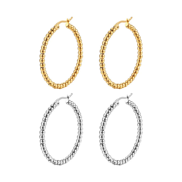 Fashion Round Stainless Steel Plating Hoop Earrings 1 Pair