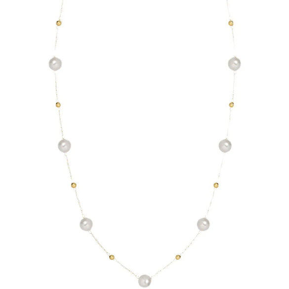 Fashion Round Titanium Steel Pearl Plating Necklace 1 Piece