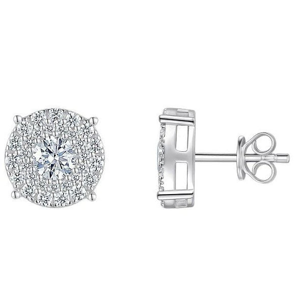 Fashion S925 Silver Geometric Moissanite Earrings Set With Diamonds