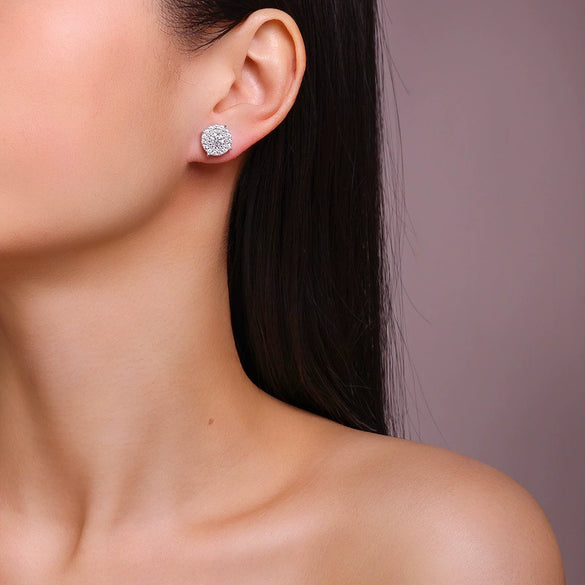 Fashion S925 Silver Geometric Moissanite Earrings Set With Diamonds