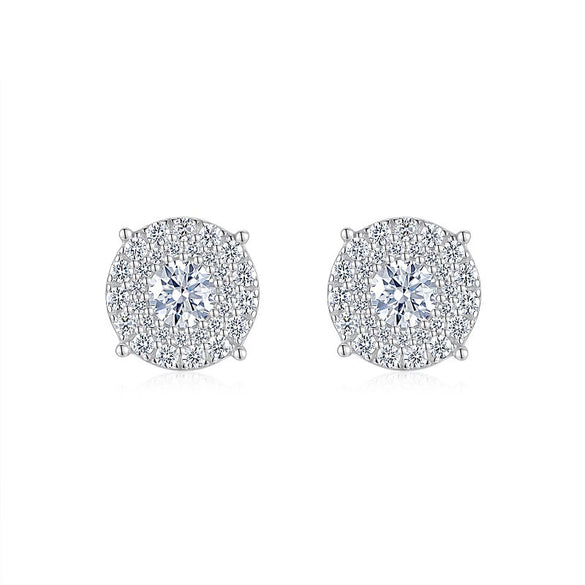 Fashion S925 Silver Geometric Moissanite Earrings Set With Diamonds