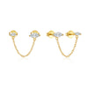 Fashion S925 Sterling Silver Chain Tassel Heartshaped Rectangular Geometric Ear Line Earrings