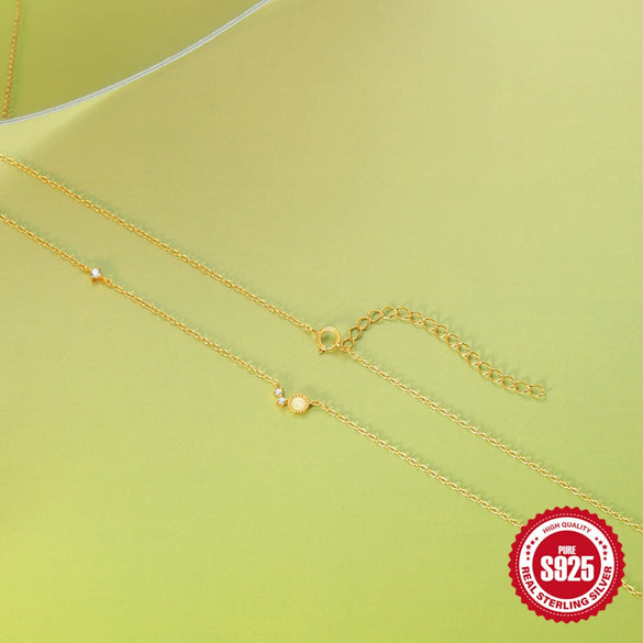 Fashion S925 Sterling Silver Overlapping Collarbone Necklace With Geometric Design And Zircon Treatment For Women
