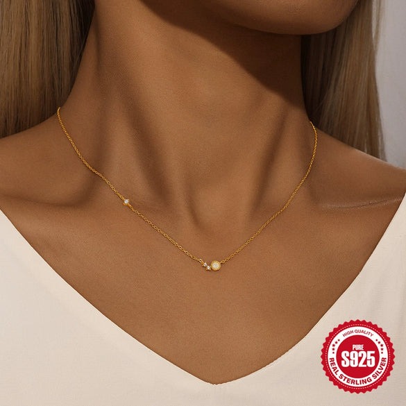 Fashion S925 Sterling Silver Overlapping Collarbone Necklace With Geometric Design And Zircon Treatment For Women