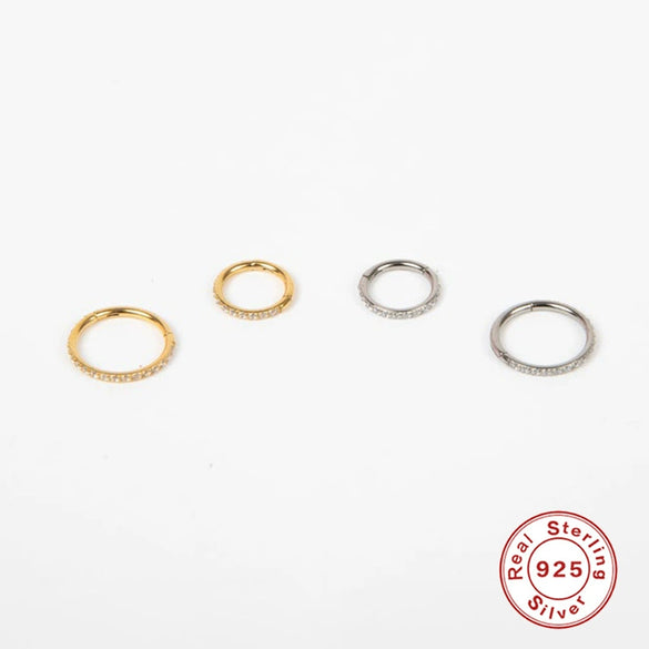Fashion S925 Sterling Silver Piercer Micro Set Zircon Nose Ring Cartilage Earrings With Geometric Design And Inlaid Zircon Process