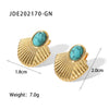 Fashion Sector Gold Plated 304 Stainless Steel Turquoise Ear Studs