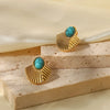 Fashion Sector Gold Plated 304 Stainless Steel Turquoise Ear Studs