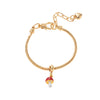 Fashion Sense Little Fresh Strawberry Cherry Fruit Series Brass Bracelet With Pendant Electroplated