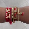 Fashion Sense Little Fresh Strawberry Cherry Fruit Series Brass Bracelet With Pendant Electroplated