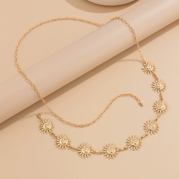 Fashion Sexy Metal Sunflower Waist Chain Body Chain For Female Retro Style Iron Chain Alloy