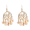 Fashion Shell Conch Sea Star Dream Catcher Earrings For Women Alloy Material With Electroplating Inlaid With Artificial And Semi Precious Stones