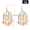 Fashion Shell Conch Sea Star Dream Catcher Earrings For Women Alloy Material With Electroplating Inlaid With Artificial And Semi Precious Stones