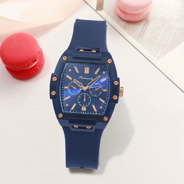 Fashion Silicone Strap Quartz Watch For Men And Women With Round Dial Metal Case Simple Luxury Style Pointer Display