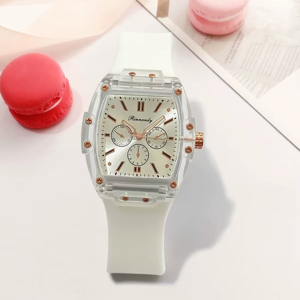 Fashion Silicone Strap Quartz Watch For Men And Women With Round Dial Metal Case Simple Luxury Style Pointer Display